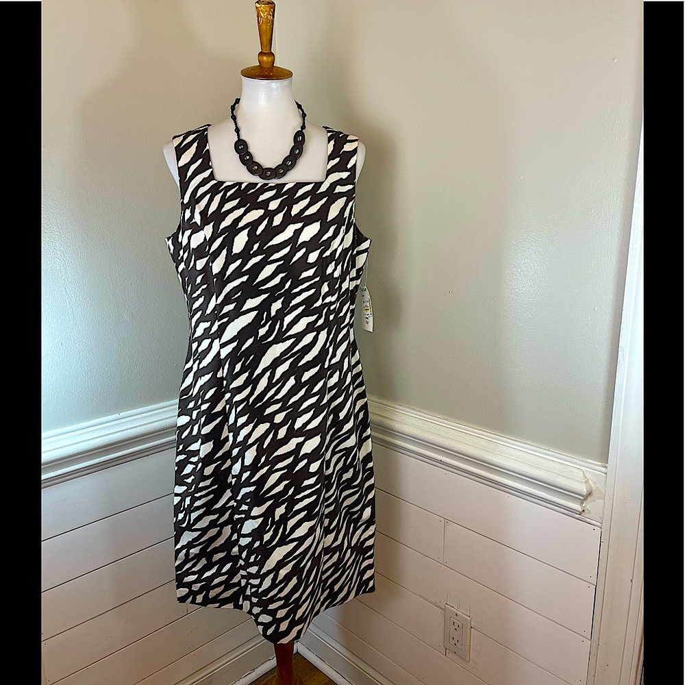 Peck & Peck Espresso & Dark Brown Animal Print Dress 12 FREE SHIP